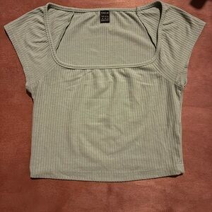 SHEIN Sage Ribbed Crop Top